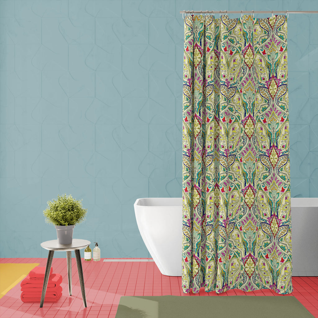 India Bohemian Paisley Washable Waterproof Shower Curtain-Shower Curtains-CUR_SH_EL-IC 5015885 IC 5015885, Abstract Expressionism, Abstracts, Bohemian, Botanical, Culture, Decorative, Ethnic, Fashion, Floral, Flowers, Illustrations, Indian, Modern Art, Nature, Paisley, Patterns, Retro, Semi Abstract, Signs, Signs and Symbols, Traditional, Tribal, Watercolour, World Culture, india, washable, waterproof, shower, curtain, pattern, print, watercolor, batik, textile, boho, border, classic, abstract, motif, illus