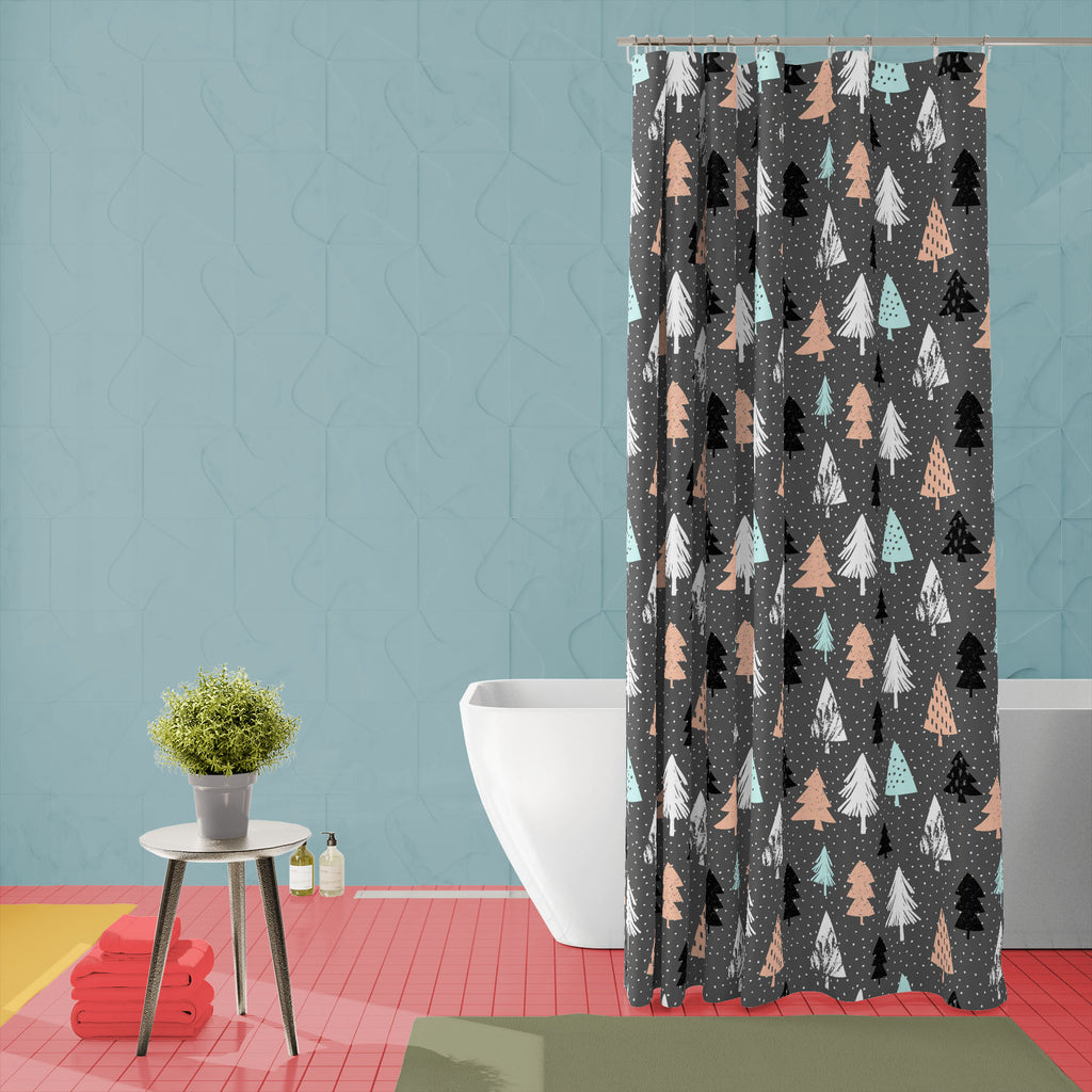 Repeating Christmas Trees Washable Waterproof Shower Curtain-Shower Curtains-CUR_SH_EL-IC 5015889 IC 5015889, Abstract Expressionism, Abstracts, Ancient, Art and Paintings, Black, Black and White, Christianity, Digital, Digital Art, Festivals and Occasions, Festive, Geometric, Geometric Abstraction, Graphic, Historical, Holidays, Illustrations, Medieval, Modern Art, Patterns, Retro, Semi Abstract, Signs, Signs and Symbols, Triangles, Vintage, White, Wooden, repeating, christmas, trees, washable, waterproof,