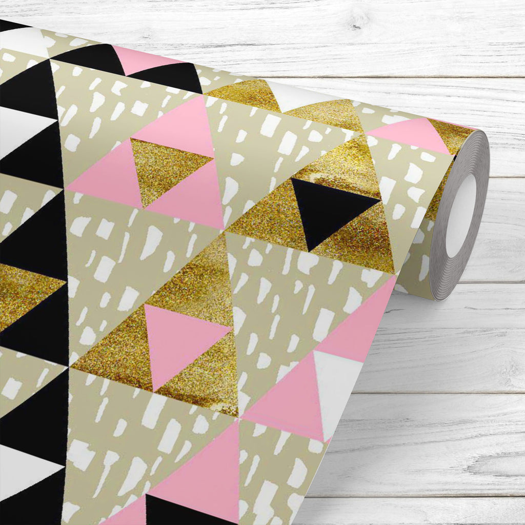 Gold Triangles Pattern D1 Wallpaper Roll-Wallpapers Peel & Stick-WAL_PA-IC 5015893 IC 5015893, Abstract Expressionism, Abstracts, Ancient, Art and Paintings, Birthday, Black and White, Books, Decorative, Digital, Digital Art, Geometric, Geometric Abstraction, Graphic, Historical, Illustrations, Medieval, Modern Art, Patterns, Retro, Semi Abstract, Signs, Signs and Symbols, Triangles, Vintage, Wedding, White, gold, pattern, d1, wallpaper, roll, background, abstract, art, backdrop, bright, card, color, creati