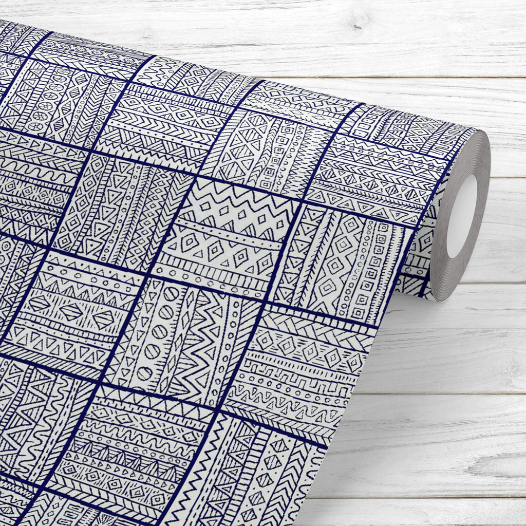 Tribal Blue Motifs Wallpaper Roll-Wallpapers Peel & Stick-WAL_PA-IC 5015902 IC 5015902, Abstract Expressionism, Abstracts, African, American, Ancient, Art and Paintings, Aztec, Bohemian, Collages, Culture, Digital, Digital Art, Drawing, Ethnic, Geometric, Geometric Abstraction, Graphic, Historical, Illustrations, Indian, Medieval, Mexican, Modern Art, Patterns, Retro, Semi Abstract, Signs, Signs and Symbols, Sketches, Traditional, Tribal, Vintage, World Culture, blue, motifs, wallpaper, roll, abstract, art,
