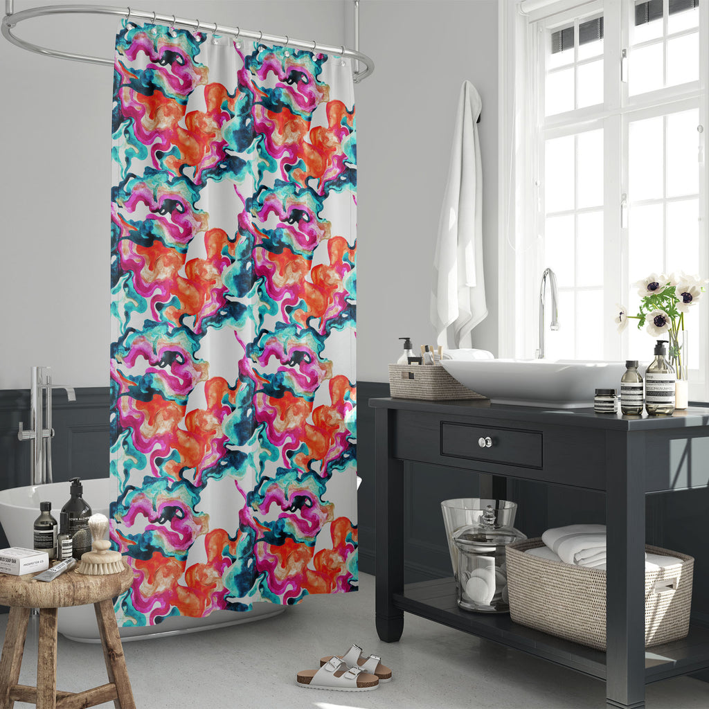 Abstract Curved Shapes Washable Waterproof Shower Curtain - Shower Curtains - ArtzFolio.com