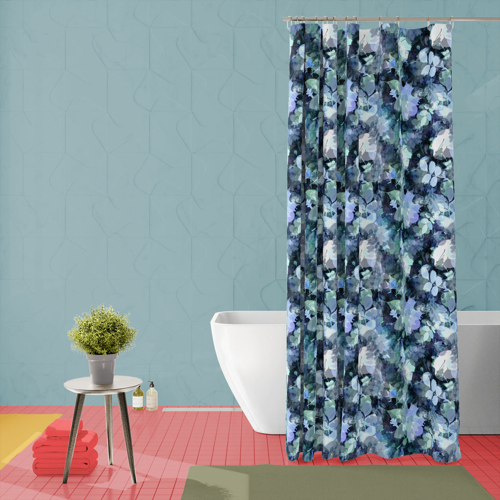 Abstract Blue Foliage Pattern Washable Waterproof Shower Curtain - Shower Curtains - ArtzFolio.com