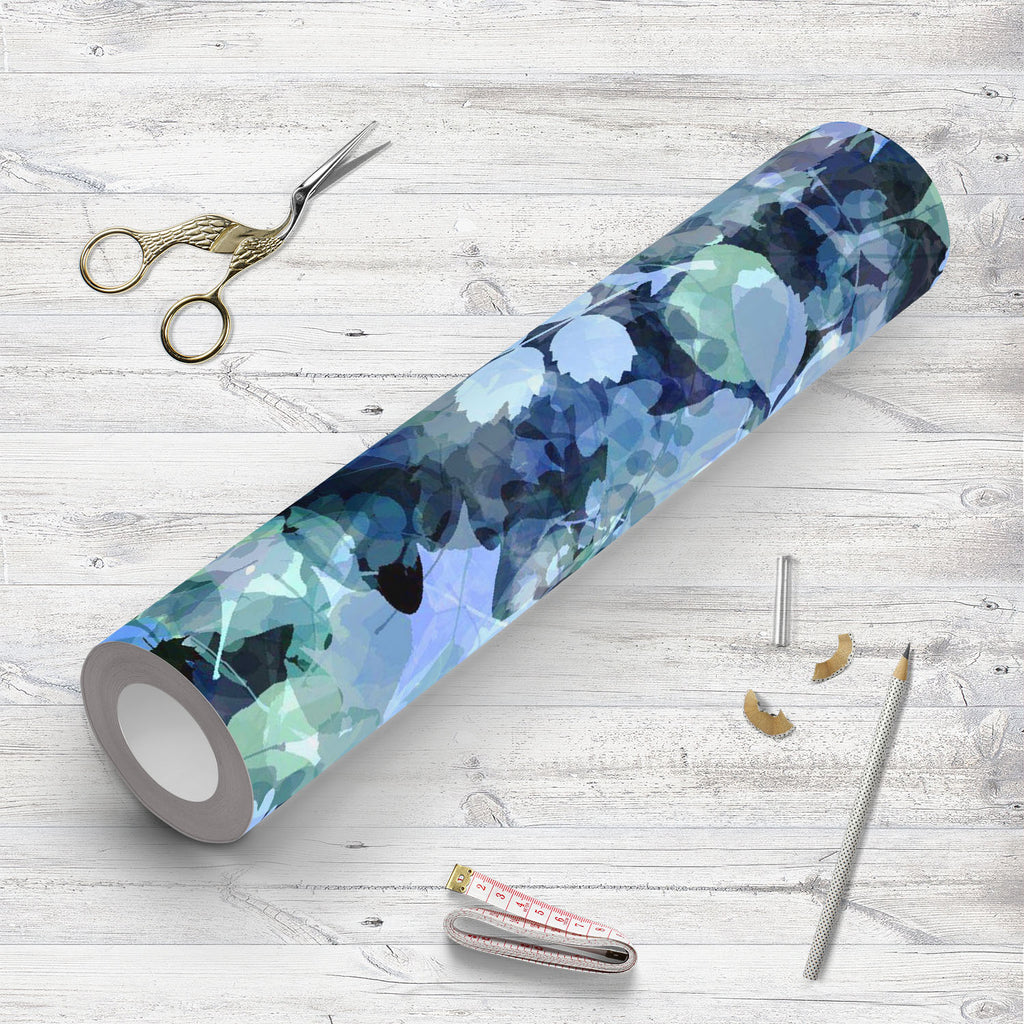 Abstract Blue Foliage Pattern Wallpaper Roll - Wallpapers Peel & Stick - ArtzFolio.com