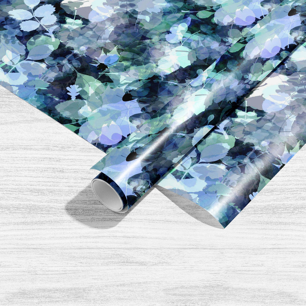 Abstract Blue Foliage Pattern Art & Craft Gift Wrapping Paper - Wrapping Papers - ArtzFolio.com