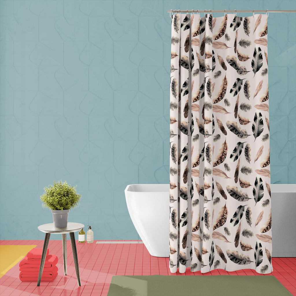 Watercolor Feathers Washable Waterproof Shower Curtain-Shower Curtains-CUR_SH_EL-IC 5015912 IC 5015912, Ancient, Art and Paintings, Birds, Black and White, Culture, Decorative, Drawing, Ethnic, Fashion, Historical, Illustrations, Medieval, Nature, Patterns, Scenic, Signs, Signs and Symbols, Traditional, Tribal, Vintage, Watercolour, Wedding, White, World Culture, watercolor, feathers, washable, waterproof, shower, curtain, feather, pattern, seamless, rustic, wallpaper, background, texture, vector, blue, iso