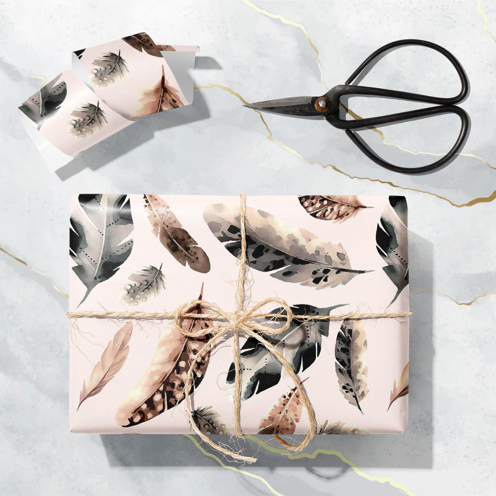 Watercolor Feathers Art & Craft Gift Wrapping Paper-Wrapping Papers-WRP_PP-IC 5015912 IC 5015912, Ancient, Art and Paintings, Birds, Black and White, Culture, Decorative, Drawing, Ethnic, Fashion, Historical, Illustrations, Medieval, Nature, Patterns, Scenic, Signs, Signs and Symbols, Traditional, Tribal, Vintage, Watercolour, Wedding, White, World Culture, watercolor, feathers, art, craft, gift, wrapping, paper, feather, pattern, seamless, rustic, wallpaper, background, texture, vector, blue, isolated, sof