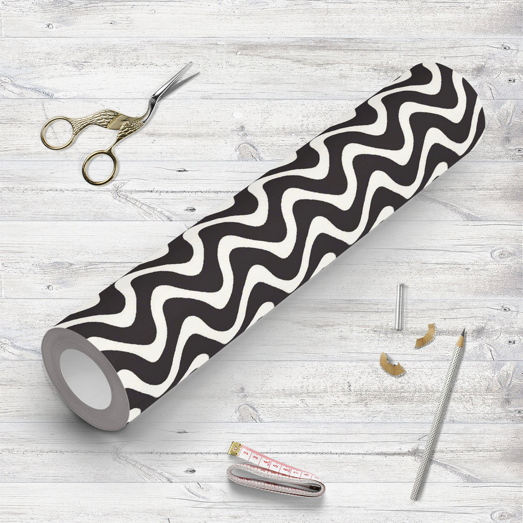 Abstract Geometric Wavy Lines Wallpaper Roll - Wallpapers Peel & Stick - ArtzFolio.com