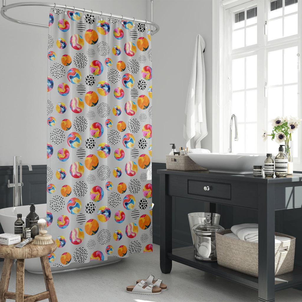 Abstract Colorful Circle Washable Waterproof Shower Curtain - Shower Curtains - ArtzFolio.com