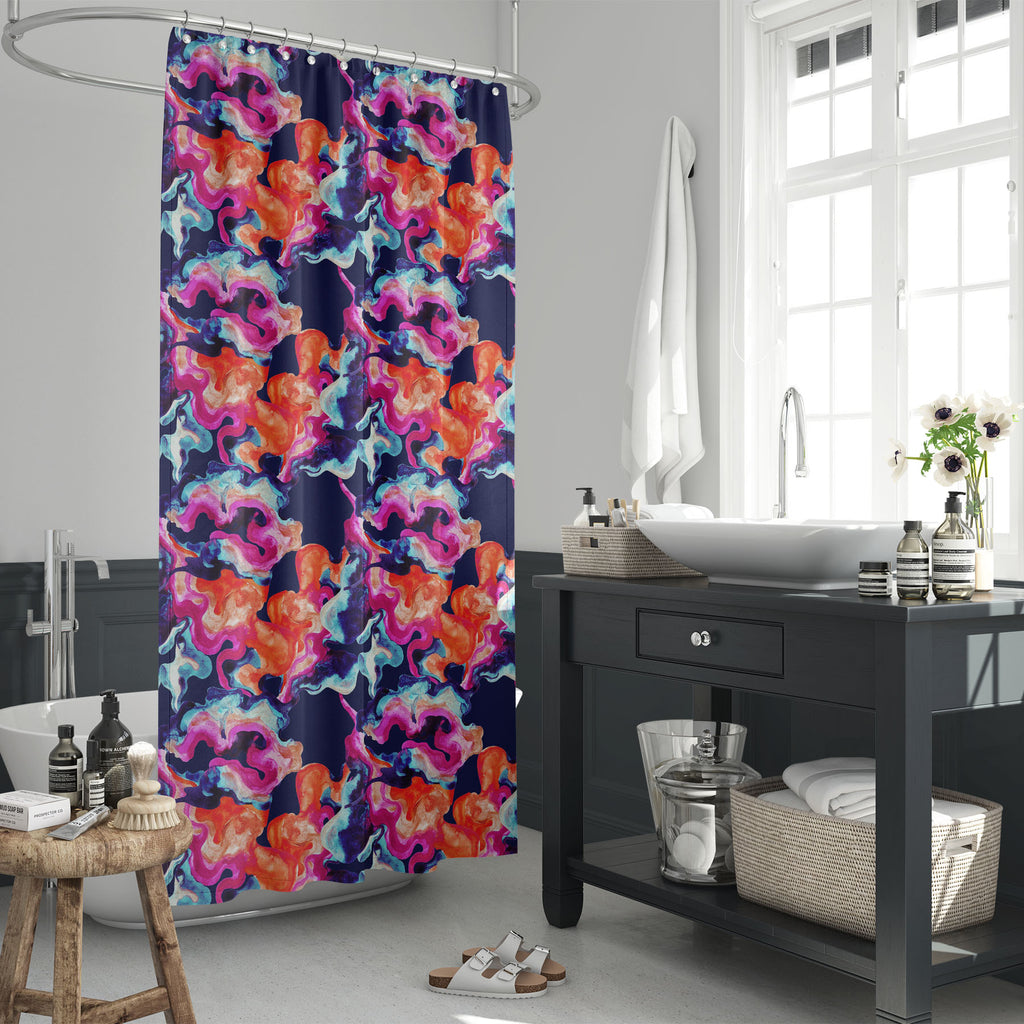 Colorful Neon Waves Washable Waterproof Shower Curtain-Shower Curtains-CUR_SH_EL-IC 5015917 IC 5015917, Abstract Expressionism, Abstracts, Art and Paintings, Black and White, Decorative, Digital, Digital Art, Graphic, Illustrations, Marble, Marble and Stone, Modern Art, Patterns, Semi Abstract, Signs, Signs and Symbols, Watercolour, White, colorful, neon, waves, washable, waterproof, shower, curtain, abstract, paint, watercolor, pattern, texture, color, swirl, background, water, minimal, seamless, backdrop,