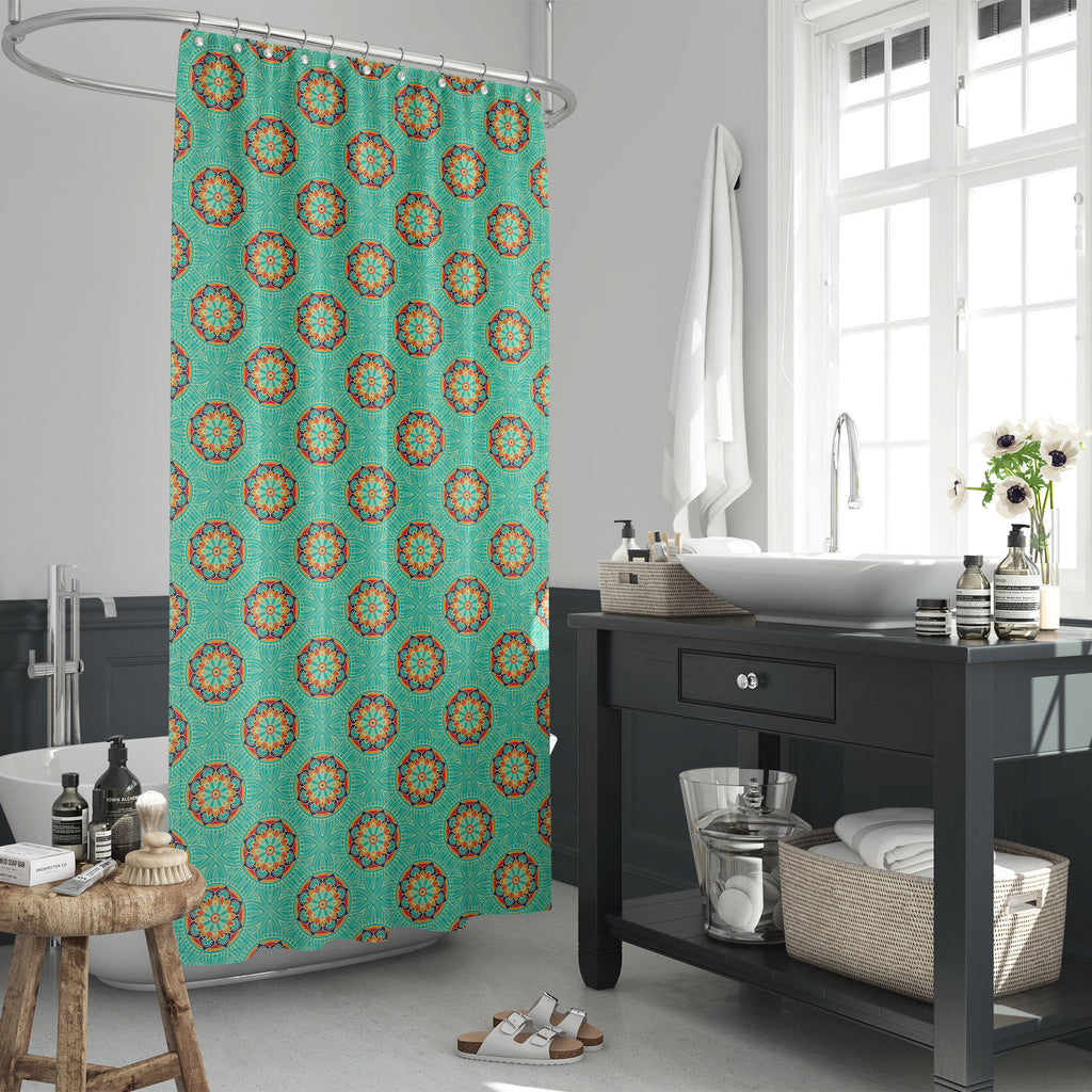 Ethnic Floral Pattern D2 Washable Waterproof Shower Curtain-Shower Curtains-CUR_SH_EL-IC 5015918 IC 5015918, Abstract Expressionism, Abstracts, African, Art and Paintings, Bohemian, Botanical, Culture, Decorative, Ethnic, Floral, Flowers, Geometric, Geometric Abstraction, Illustrations, Indian, Mandala, Mexican, Moroccan, Nature, Paisley, Patterns, Pets, Retro, Semi Abstract, Signs, Signs and Symbols, Traditional, Tribal, World Culture, pattern, d2, washable, waterproof, shower, curtain, abstract, art, back