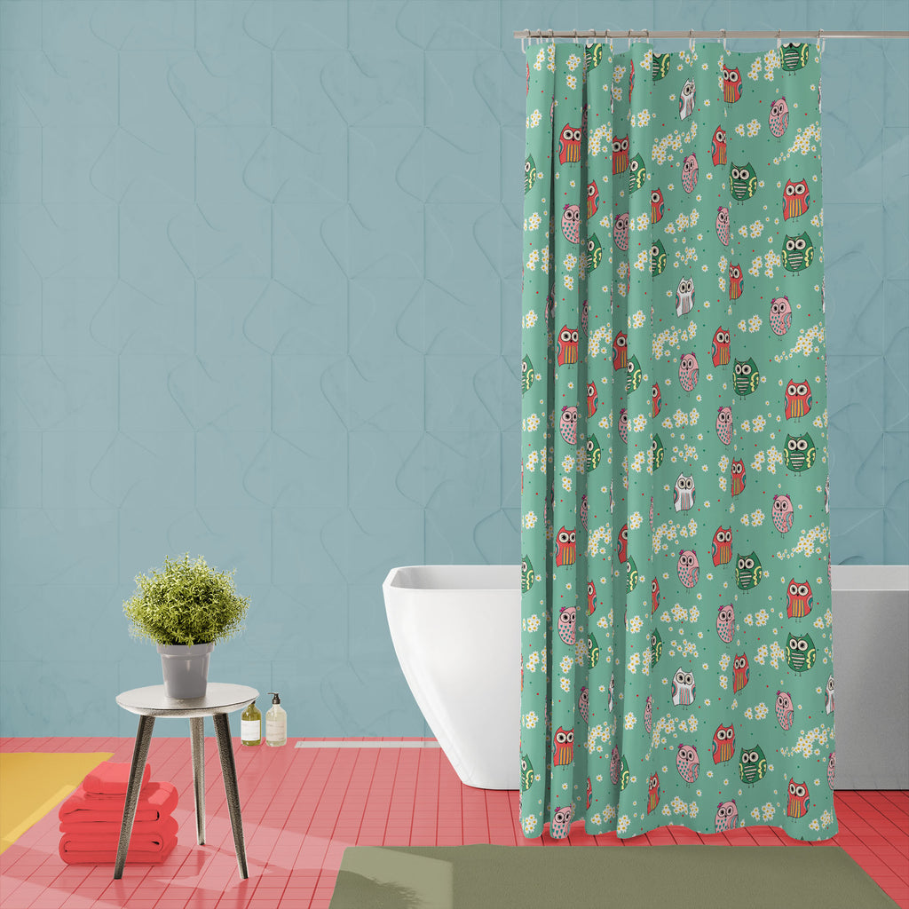 Baby Owls with Flowers Washable Waterproof Shower Curtain-Shower Curtains-CUR_SH_EL-IC 5015919 IC 5015919, Ancient, Animals, Animated Cartoons, Art and Paintings, Baby, Birds, Botanical, Caricature, Cartoons, Children, Digital, Digital Art, Drawing, Floral, Flowers, Graphic, Historical, Illustrations, Kids, Medieval, Modern Art, Nature, Patterns, Retro, Scenic, Signs, Signs and Symbols, Vintage, owls, with, washable, waterproof, shower, curtain, adorable, animal, art, backdrop, background, bird, camomile, c