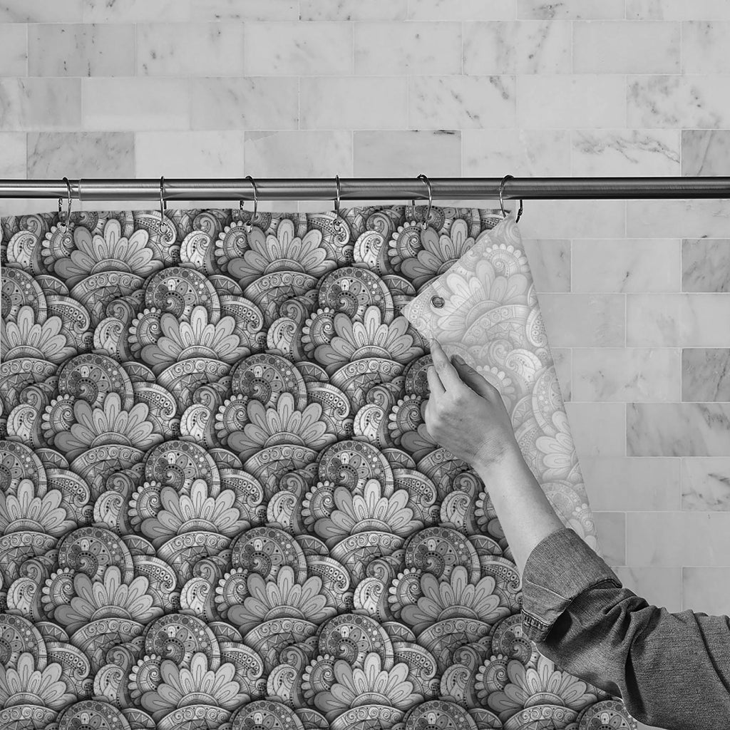 Monochrome Hand Drawn Flowers Washable Waterproof Shower Curtain-Shower Curtains-CUR_SH_EL-IC 5015921 IC 5015921, Abstract Expressionism, Abstracts, Ancient, Art and Paintings, Black, Black and White, Bohemian, Books, Botanical, Decorative, Fashion, Floral, Flowers, Historical, Illustrations, Medieval, Nature, Paisley, Patterns, Retro, Scenic, Semi Abstract, Signs, Signs and Symbols, Vintage, White, monochrome, hand, drawn, washable, waterproof, shower, curtain, abstract, and, art, backdrop, background, bat