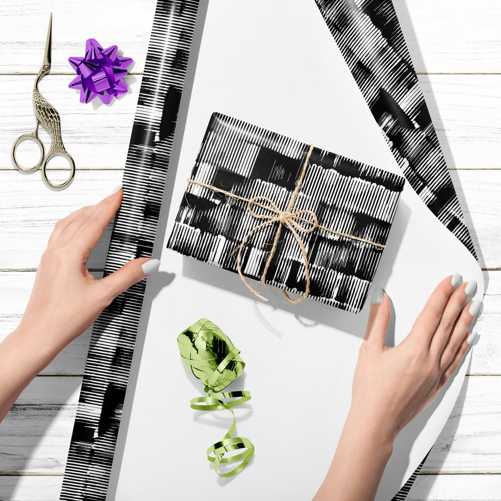 Monochrome Irregular Stripes Art & Craft Gift Wrapping Paper-Wrapping Papers-WRP_PP-IC 5015923 IC 5015923, Abstract Expressionism, Abstracts, Ancient, Decorative, Digital, Digital Art, Fashion, Graphic, Historical, Illustrations, Medieval, Modern Art, Patterns, Retro, Semi Abstract, Signs, Signs and Symbols, Vintage, monochrome, irregular, stripes, art, craft, gift, wrapping, paper, pattern, texture, abstract, seamless, fabric, textile, print, vector, background, block, modern, rough, glitch, ink, square, d
