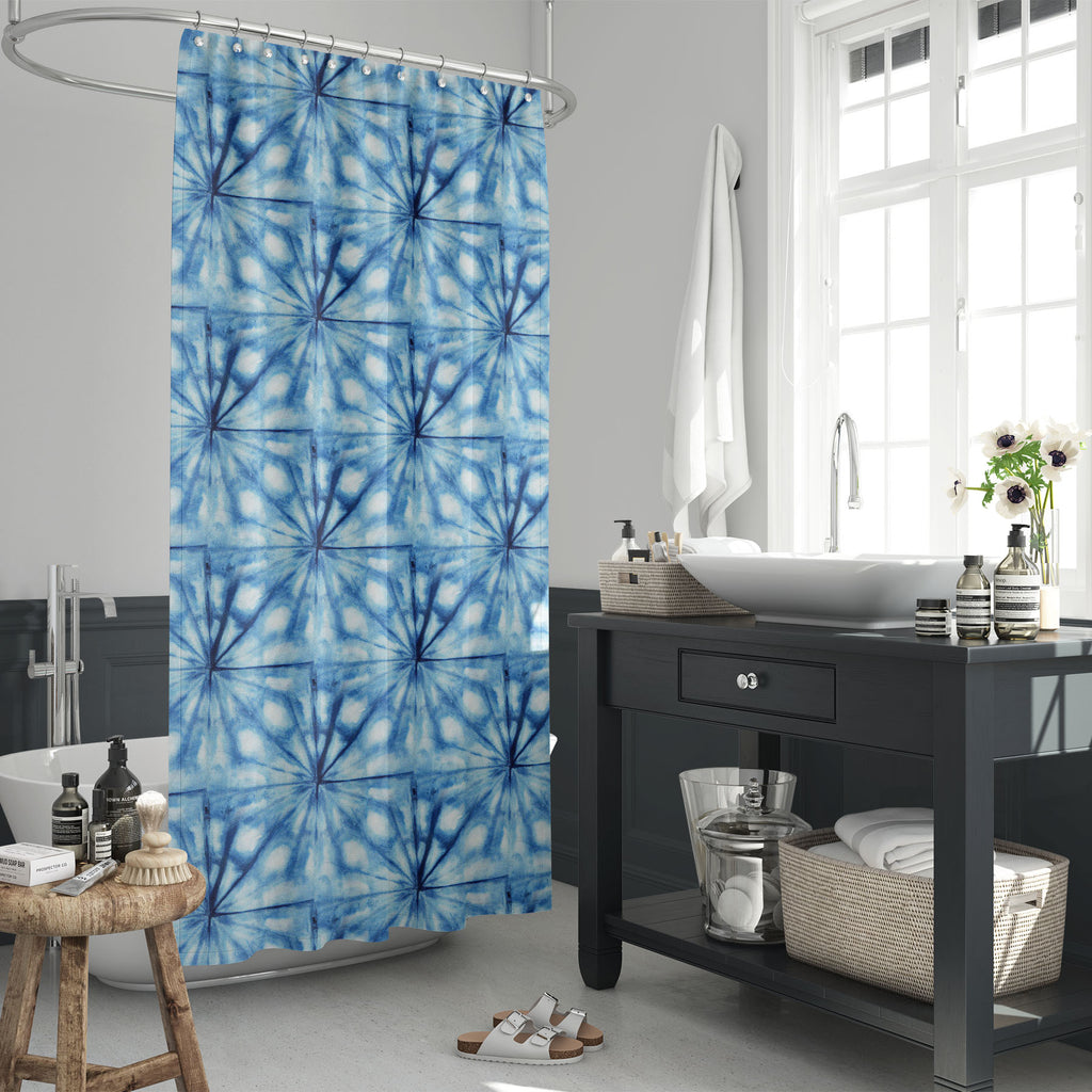 Shibori Indigo Colors D4 Washable Waterproof Shower Curtain-Shower Curtains-CUR_SH_EL-IC 5015928 IC 5015928, Abstract Expressionism, Abstracts, Art and Paintings, Black and White, Culture, Decorative, Ethnic, Fashion, Illustrations, Japanese, Paintings, Patterns, Retro, Semi Abstract, Shibori, Signs, Signs and Symbols, Traditional, Tribal, Watercolour, White, World Culture, indigo, colors, d4, washable, waterproof, shower, curtain, dye, tie, pattern, seamless, abstract, fabric, batik, painting, watercolor, 