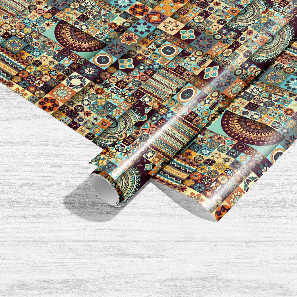 Vintage Floral & Mandala D9 Art & Craft Gift Wrapping Paper-Wrapping Papers-WRP_PP-IC 5015951 IC 5015951, Abstract Expressionism, Abstracts, African, Ancient, Art and Paintings, Bohemian, Botanical, Culture, Decorative, Ethnic, Floral, Flowers, Geometric, Geometric Abstraction, Historical, Illustrations, Indian, Mandala, Medieval, Mexican, Moroccan, Nature, Patterns, Pets, Retro, Semi Abstract, Signs, Signs and Symbols, Traditional, Tribal, Vintage, World Culture, d9, art, craft, gift, wrapping, paper, patt