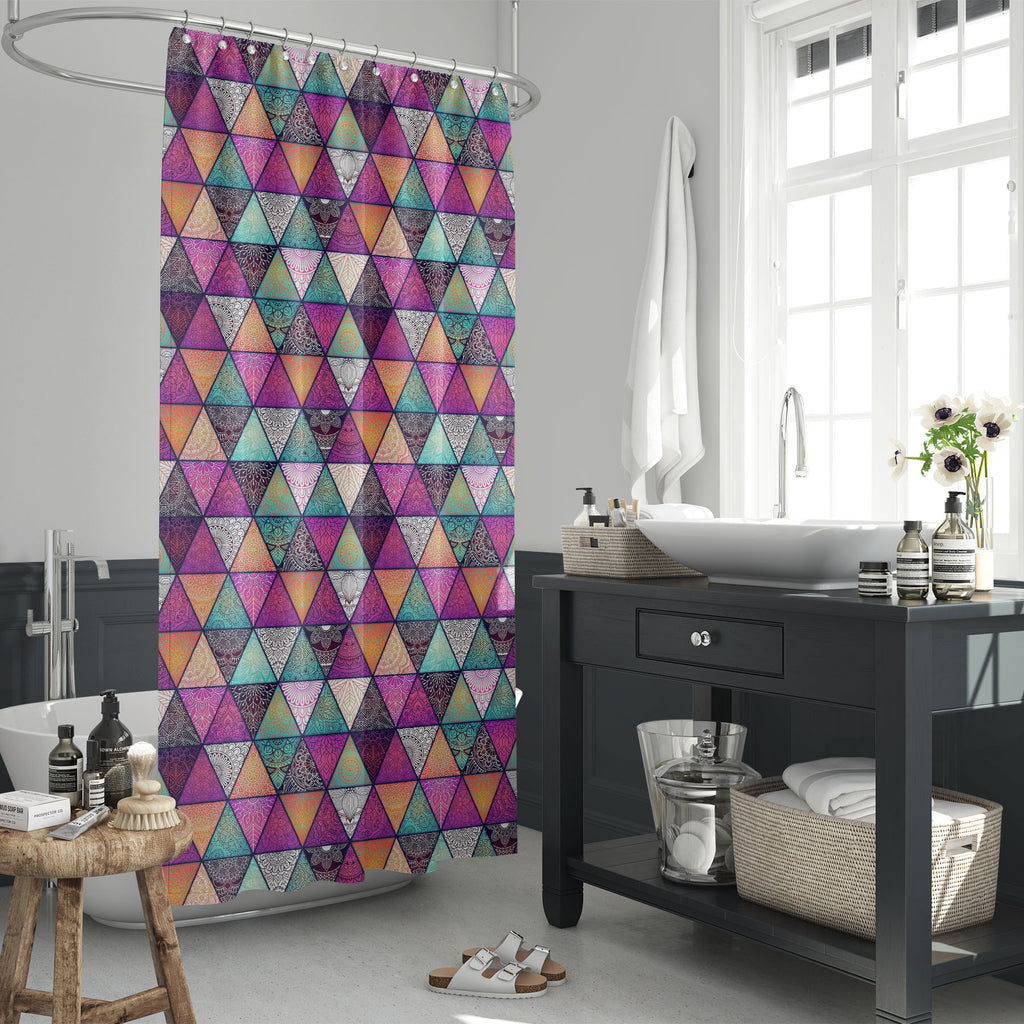 Vintage Hand Drawn Mandala Washable Waterproof Shower Curtain-Shower Curtains-CUR_SH_EL-IC 5015952 IC 5015952, Abstract Expressionism, Abstracts, African, Allah, Ancient, Arabic, Art and Paintings, Bohemian, Botanical, Culture, Decorative, Ethnic, Floral, Flowers, Geometric, Geometric Abstraction, Historical, Illustrations, Indian, Islam, Mandala, Medieval, Mexican, Moroccan, Nature, Paisley, Patterns, Pets, Retro, Semi Abstract, Signs, Signs and Symbols, Traditional, Tribal, Vintage, World Culture, hand, d