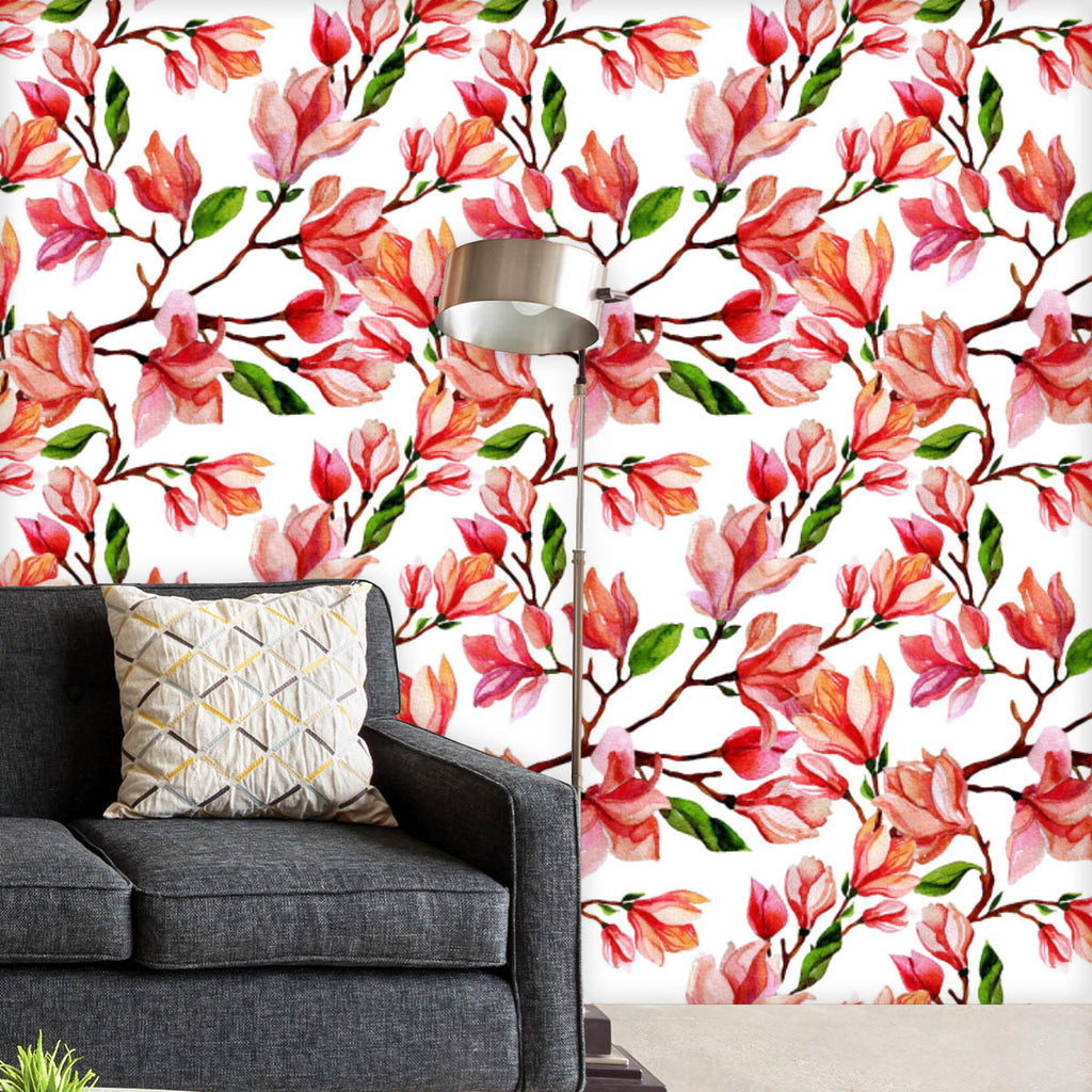 Magnolia Flowers Wallpaper Roll-Wallpapers Peel & Stick-WAL_PA-IC 5015955 IC 5015955, Art and Paintings, Black and White, Botanical, Decorative, Drawing, Floral, Flowers, Illustrations, Nature, Patterns, Scenic, Seasons, Signs, Signs and Symbols, Space, Watercolour, White, magnolia, wallpaper, roll, flower, pattern, background, pink, watercolor, illustration, art, beautiful, bloom, blossoms, branch, bud, card, color, copy, decoration, delicate, design, drawn, floret, flourish, foliage, garden, gentle, growt