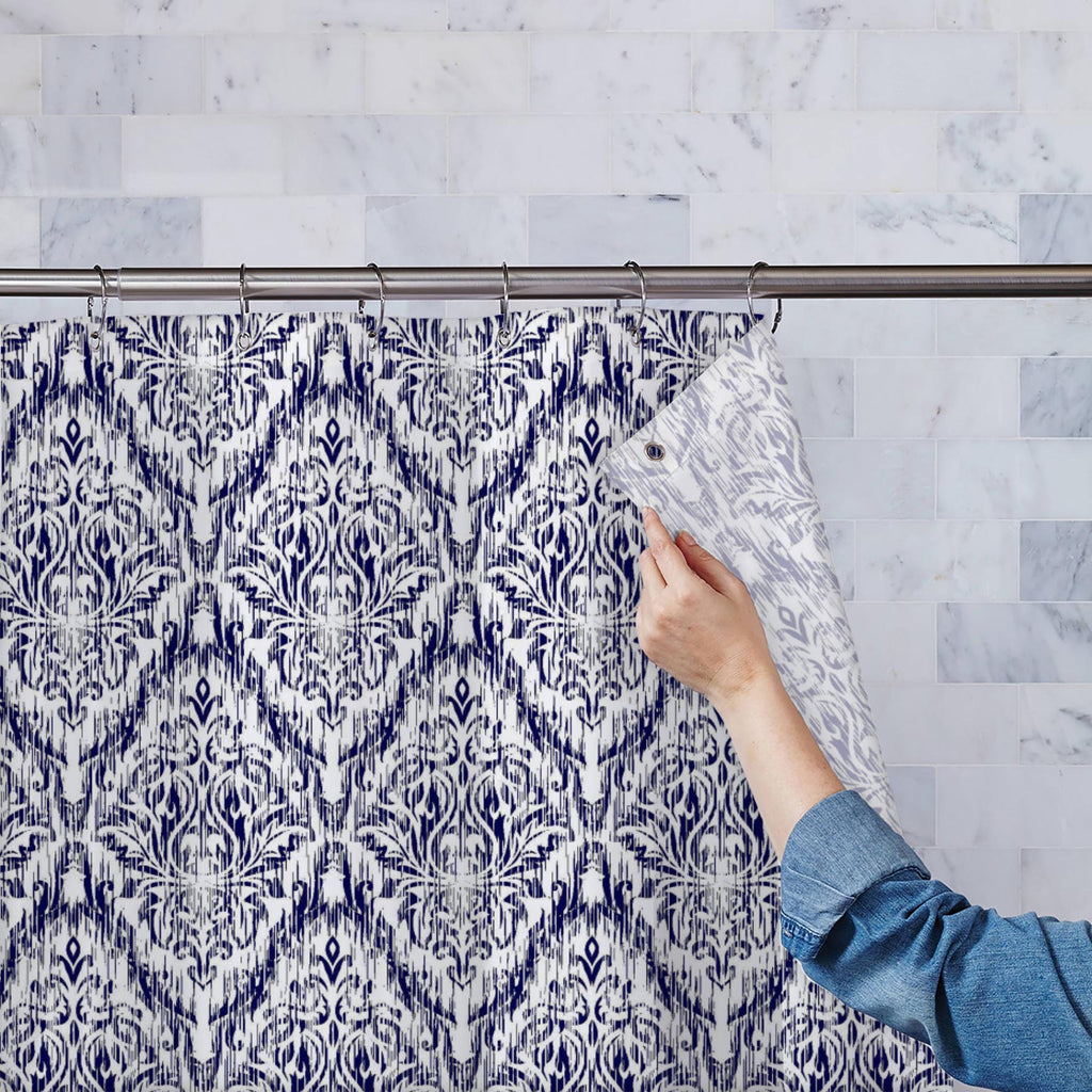 Abstract Ikat Ogee and Damascus Washable Waterproof Shower Curtain - Shower Curtains - ArtzFolio.com