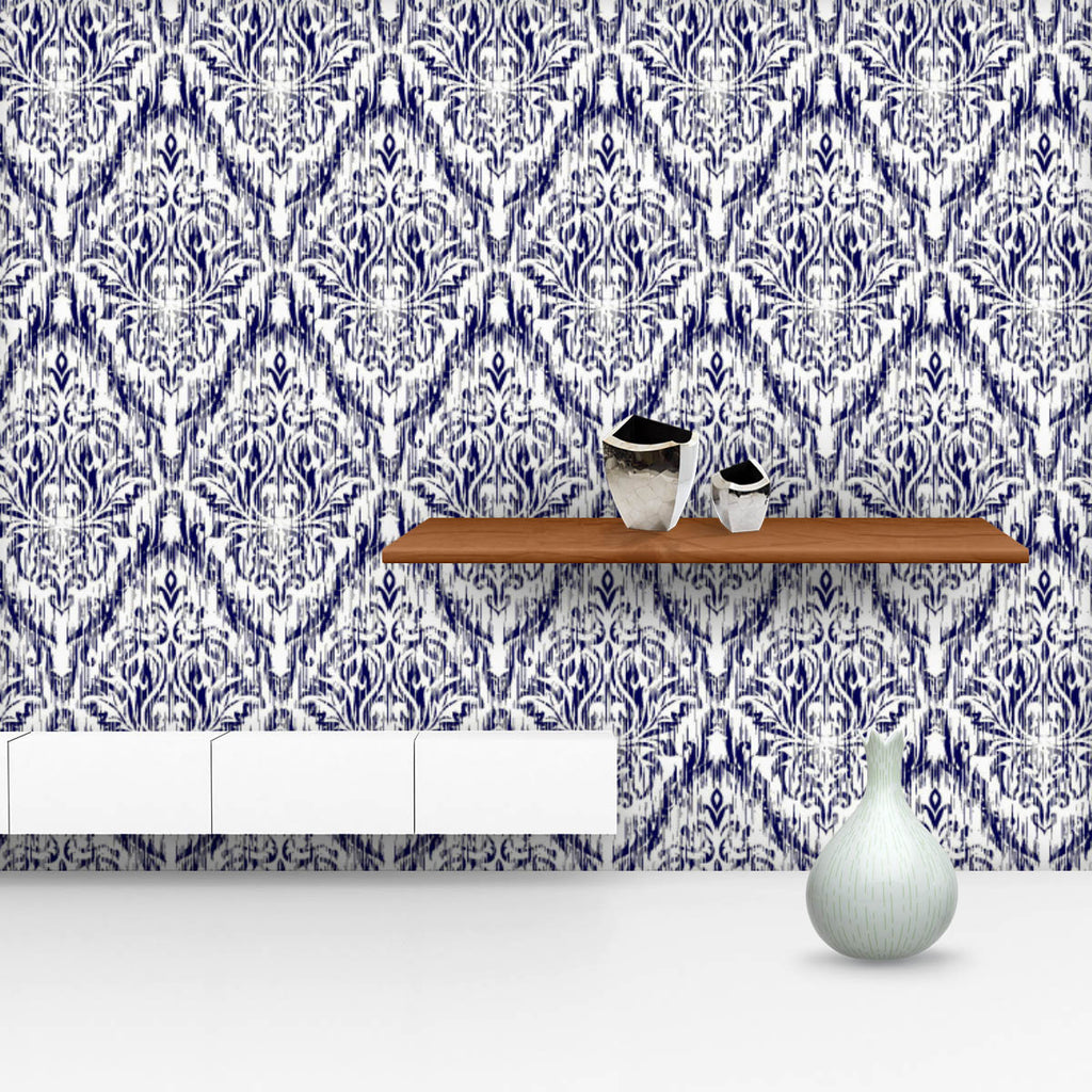 Abstract Ikat Ogee and Damascus Wallpaper Roll - Wallpapers Peel & Stick - ArtzFolio.com