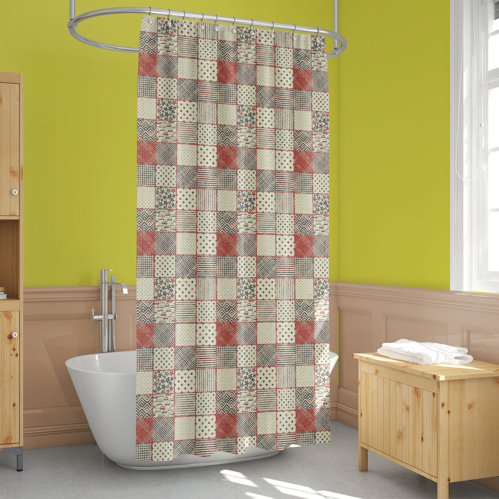Abstract Retro Colors D1 Washable Waterproof Shower Curtain - Shower Curtains - ArtzFolio.com