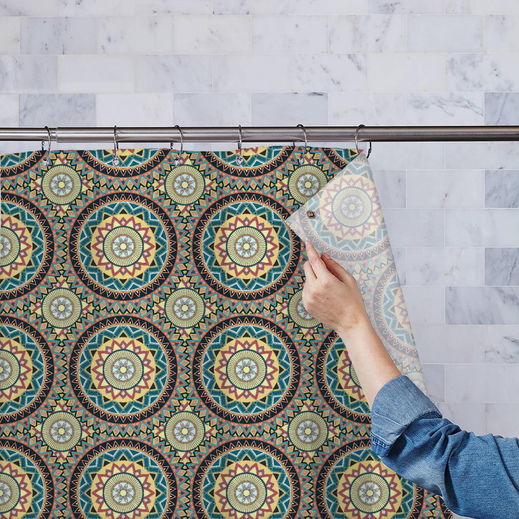 Indian Ornate Flowers D1 Washable Waterproof Shower Curtain-Shower Curtains-CUR_SH_EL-IC 5015964 IC 5015964, Abstract Expressionism, Abstracts, African, Allah, Ancient, Arabic, Art and Paintings, Asian, Aztec, Bohemian, Botanical, Chinese, Culture, Decorative, Digital, Digital Art, Drawing, Ethnic, Fashion, Floral, Flowers, Graphic, Historical, Illustrations, Indian, Islam, Mandala, Medieval, Mexican, Moroccan, Nature, Patterns, Retro, Semi Abstract, Signs, Signs and Symbols, Symbols, Traditional, Tribal, T