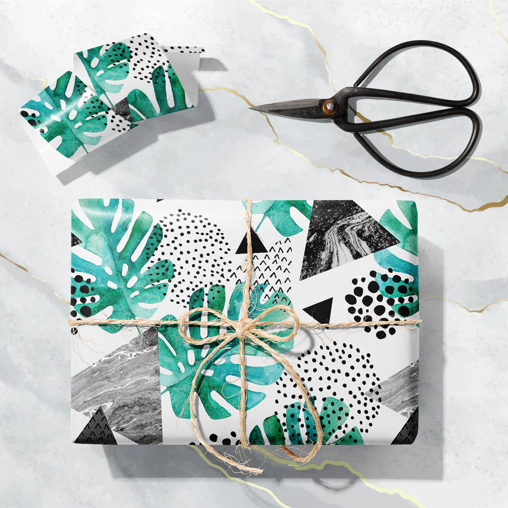 Watercolor Tropical Leaves & Triangles Art & Craft Gift Wrapping Paper-Wrapping Papers-WRP_PP-IC 5015971 IC 5015971, 80s, 90s, Abstract Expressionism, Abstracts, Ancient, Art and Paintings, Automobiles, Black, Black and White, Bling, Digital, Digital Art, Dots, Geometric, Geometric Abstraction, Graphic, Grid Art, Hipster, Historical, Illustrations, Marble, Marble and Stone, Medieval, Patterns, Pop Art, Retro, Semi Abstract, Signs, Signs and Symbols, Transportation, Travel, Triangles, Tropical, Vehicles, Vin