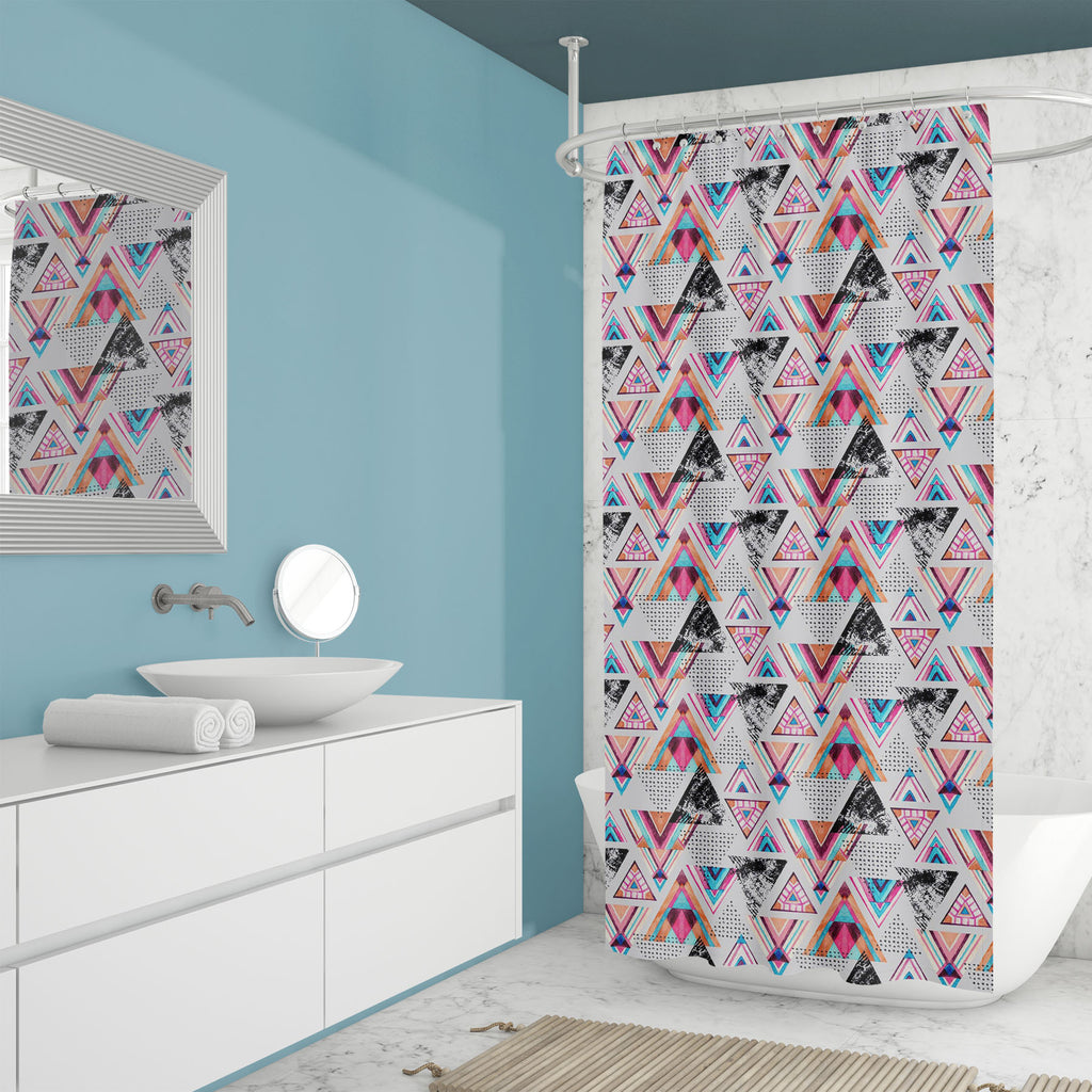 Abstract Watercolor Triangles Washable Waterproof Shower Curtain - Shower Curtains - ArtzFolio.com