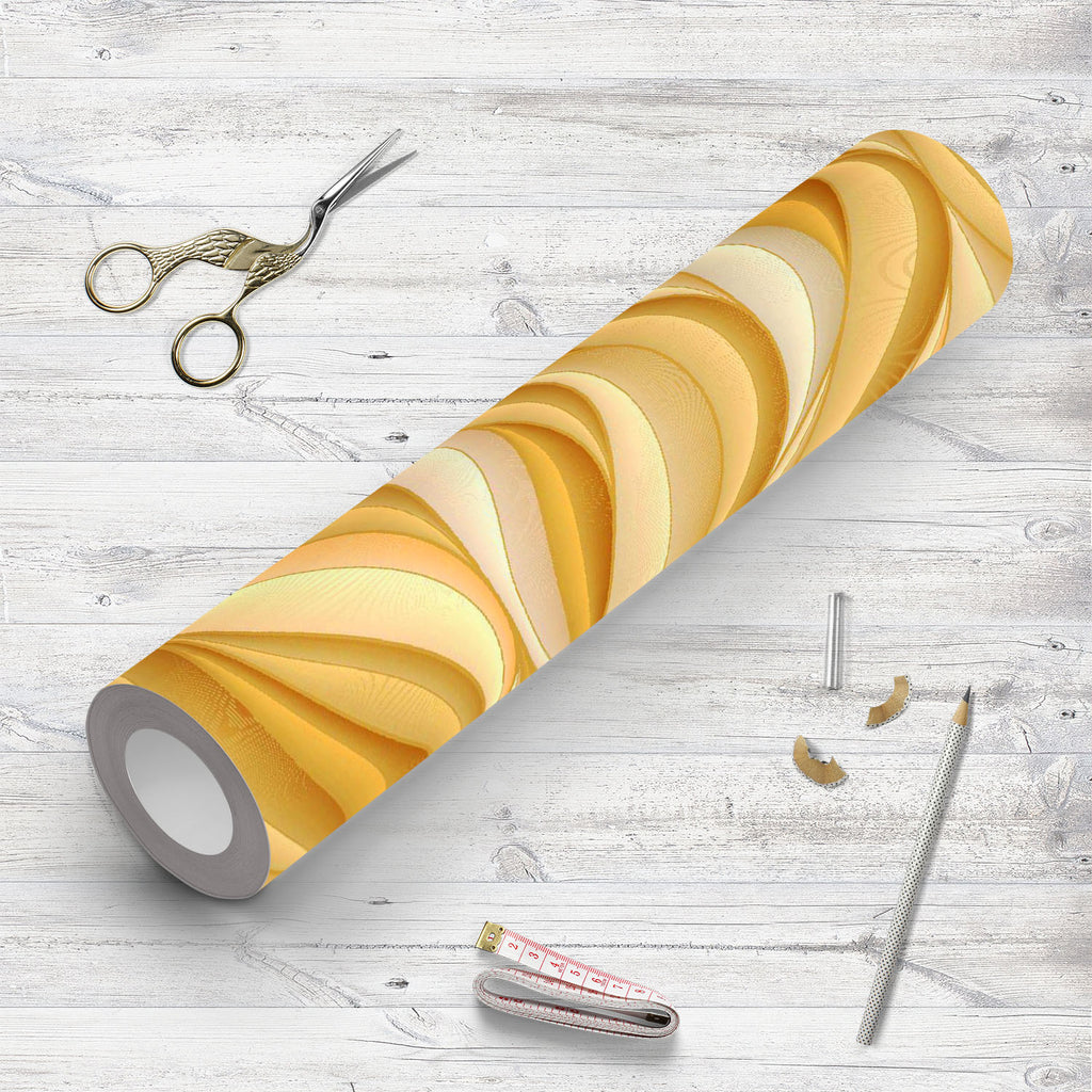 Abstract Gold & White Waves Wallpaper Roll - Wallpapers Peel & Stick - ArtzFolio.com