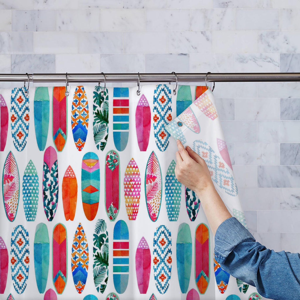Watercolor Surfboats Washable Waterproof Shower Curtain-Shower Curtains-CUR_SH_EL-IC 5015997 IC 5015997, Automobiles, Hawaiian, Holidays, Ikat, Illustrations, Patterns, Signs, Signs and Symbols, Sports, Transportation, Travel, Tropical, Vehicles, Watercolour, watercolor, surfboats, washable, waterproof, shower, curtain, pattern, surf, surfboard, board, seamless, color, water, activity, background, beach, california, hawaii, artwork, blue, colorful, decor, design, extrem, extreme, funny, happy, holiday, illu