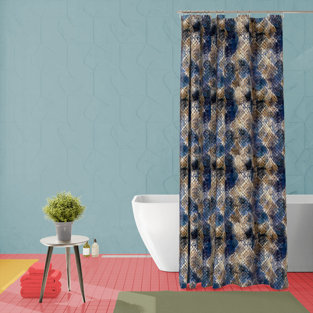 Wild Snakeskin Washable Waterproof Shower Curtain-Shower Curtains-CUR_SH_EL-IC 5015998 IC 5015998, Abstract Expressionism, Abstracts, African, Animals, Dots, Fashion, Illustrations, Nature, Patterns, Scenic, Semi Abstract, Signs, Signs and Symbols, Stripes, Watercolour, Wildlife, wild, snakeskin, washable, waterproof, shower, curtain, animal, pattern, print, skin, snake, seamless, texture, abstract, fabric, textile, watercolor, camouflage, brown, background, africa, design, jungle, leather, blue, chic, repe