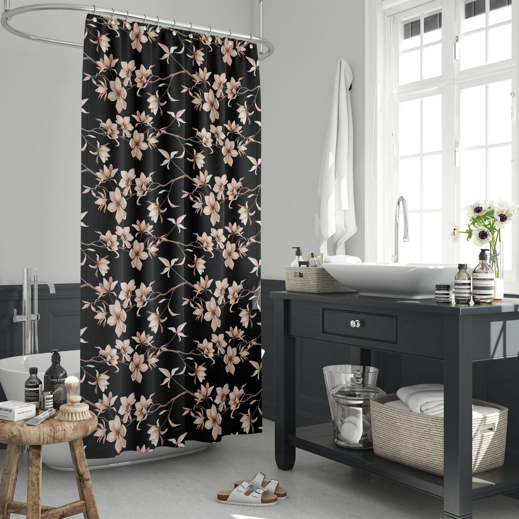 Watercolor Floral Magnolies Washable Waterproof Shower Curtain-Shower Curtains-CUR_SH_EL-IC 5016003 IC 5016003, Abstract Expressionism, Abstracts, Ancient, Art and Paintings, Botanical, Digital, Digital Art, Drawing, Floral, Flowers, Graphic, Historical, Illustrations, Medieval, Nature, Paintings, Patterns, Retro, Scenic, Semi Abstract, Signs, Signs and Symbols, Vintage, Watercolour, Wedding, watercolor, magnolies, washable, waterproof, shower, curtain, pattern, seamless, magnolia, painting, pink, sakura, a