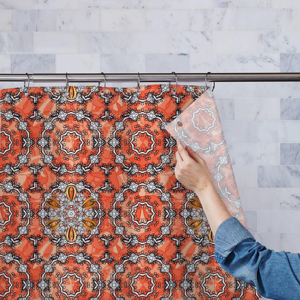 Abstract White Damask Flower Washable Waterproof Shower Curtain - Shower Curtains - ArtzFolio.com