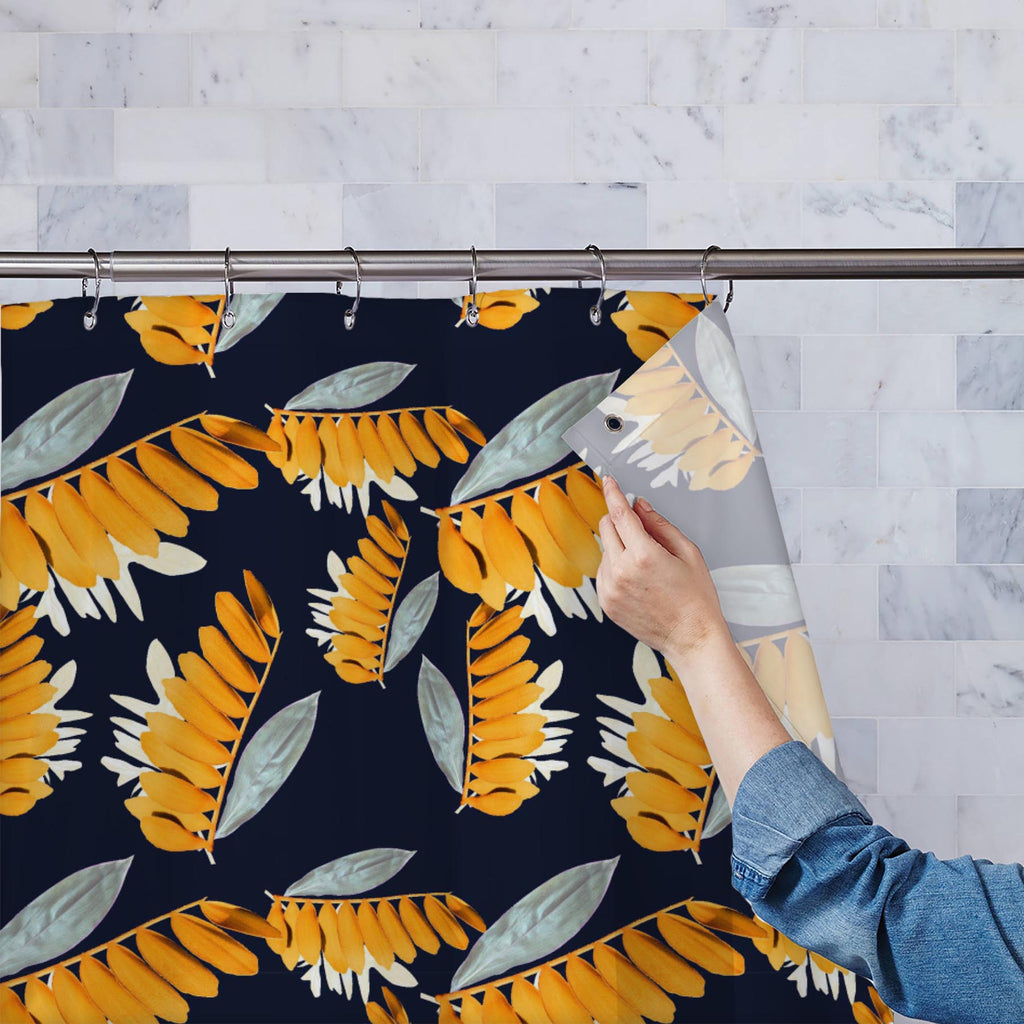 Tropical Leaves D4 Washable Waterproof Shower Curtain-Shower Curtains-CUR_SH_EL-IC 5016011 IC 5016011, Abstract Expressionism, Abstracts, Ancient, Art and Paintings, Black and White, Botanical, Digital, Digital Art, Drawing, Fashion, Floral, Flowers, Graphic, Hawaiian, Historical, Illustrations, Medieval, Nature, Patterns, Retro, Scenic, Semi Abstract, Signs, Signs and Symbols, Sketches, Tropical, Vintage, Watercolour, White, leaves, d4, washable, waterproof, shower, curtain, pattern, flower, background, le