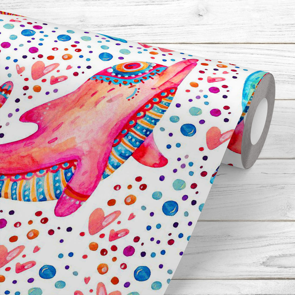Cartoon Dolphins with Bubbles Wallpaper Roll-Wallpapers Peel & Stick-WAL_PA-IC 5016012 IC 5016012, Animals, Animated Cartoons, Art and Paintings, Baby, Black and White, Books, Caricature, Cartoons, Children, Culture, Decorative, Dots, Ethnic, Illustrations, Kids, Patterns, Traditional, Tribal, Watercolour, White, World Culture, cartoon, dolphins, with, bubbles, wallpaper, roll, pattern, fish, paint, childish, cute, watercolor, animal, aquatic, art, bead, blob, blue, bubble, character, color, colorful, decor