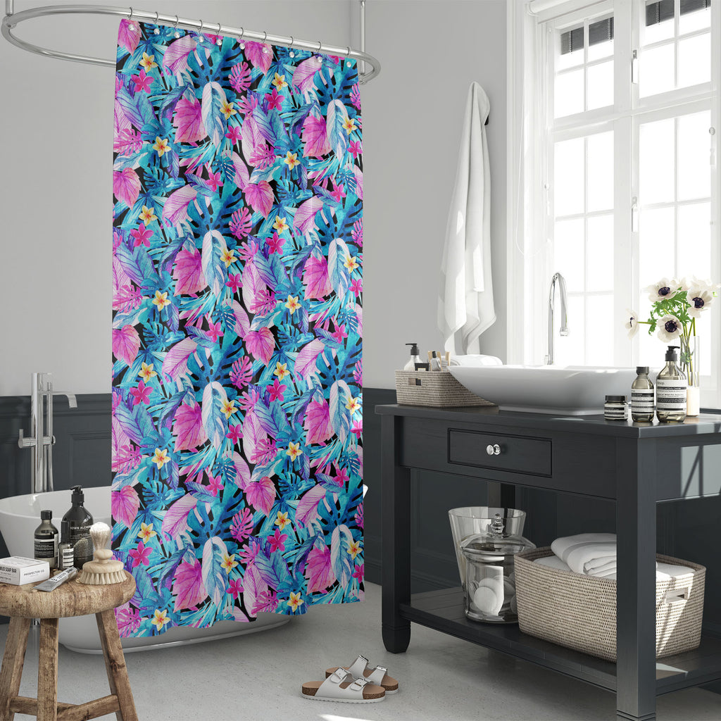 Watercolor Exotic Leaves and Flowers Washable Waterproof Shower Curtain-Shower Curtains-CUR_SH_EL-IC 5016037 IC 5016037, Art and Paintings, Automobiles, Botanical, Digital, Digital Art, Drawing, Floral, Flowers, Graphic, Illustrations, Modern Art, Nature, Paintings, Patterns, Scenic, Seasons, Signs, Signs and Symbols, Transportation, Travel, Tropical, Vehicles, Watercolour, watercolor, exotic, leaves, and, washable, waterproof, shower, curtain, pattern, seamless, flower, palm, colorful, modern, art, backgro