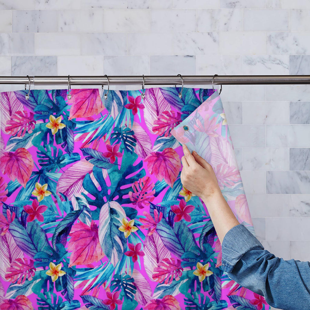 Exotic Leaves and Flowers Washable Waterproof Shower Curtain-Shower Curtains-CUR_SH_EL-IC 5016069 IC 5016069, Art and Paintings, Botanical, Digital, Digital Art, Drawing, Floral, Flowers, Graphic, Illustrations, Modern Art, Nature, Paintings, Patterns, Scenic, Seasons, Signs, Signs and Symbols, Tropical, Watercolour, exotic, leaves, and, washable, waterproof, shower, curtain, neon, pattern, colorful, flower, art, background, begonia, bloom, blossom, bright, color, decoration, design, element, evergreen, fan