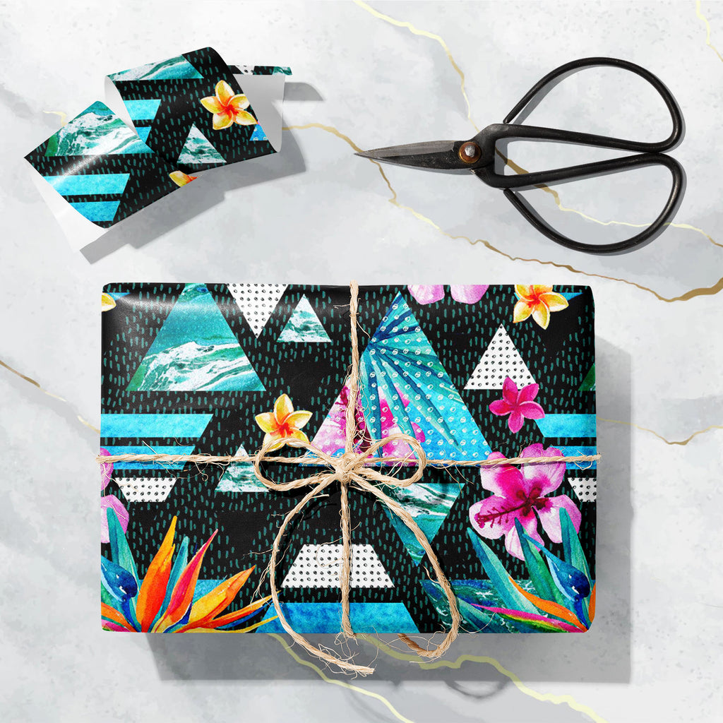 Triangles with Tropical Flowers Art & Craft Gift Wrapping Paper-Wrapping Papers-WRP_PP-IC 5016077 IC 5016077, 80s, 90s, Abstract Expressionism, Abstracts, Automobiles, Birds, Bling, Botanical, Digital, Digital Art, Dots, Floral, Flowers, Geometric, Geometric Abstraction, Graphic, Hipster, Illustrations, Marble, Marble and Stone, Minimalism, Nature, Patterns, Scenic, Semi Abstract, Transportation, Travel, Triangles, Tropical, Vehicles, Watercolour, with, art, craft, gift, wrapping, paper, pattern, summer, fl