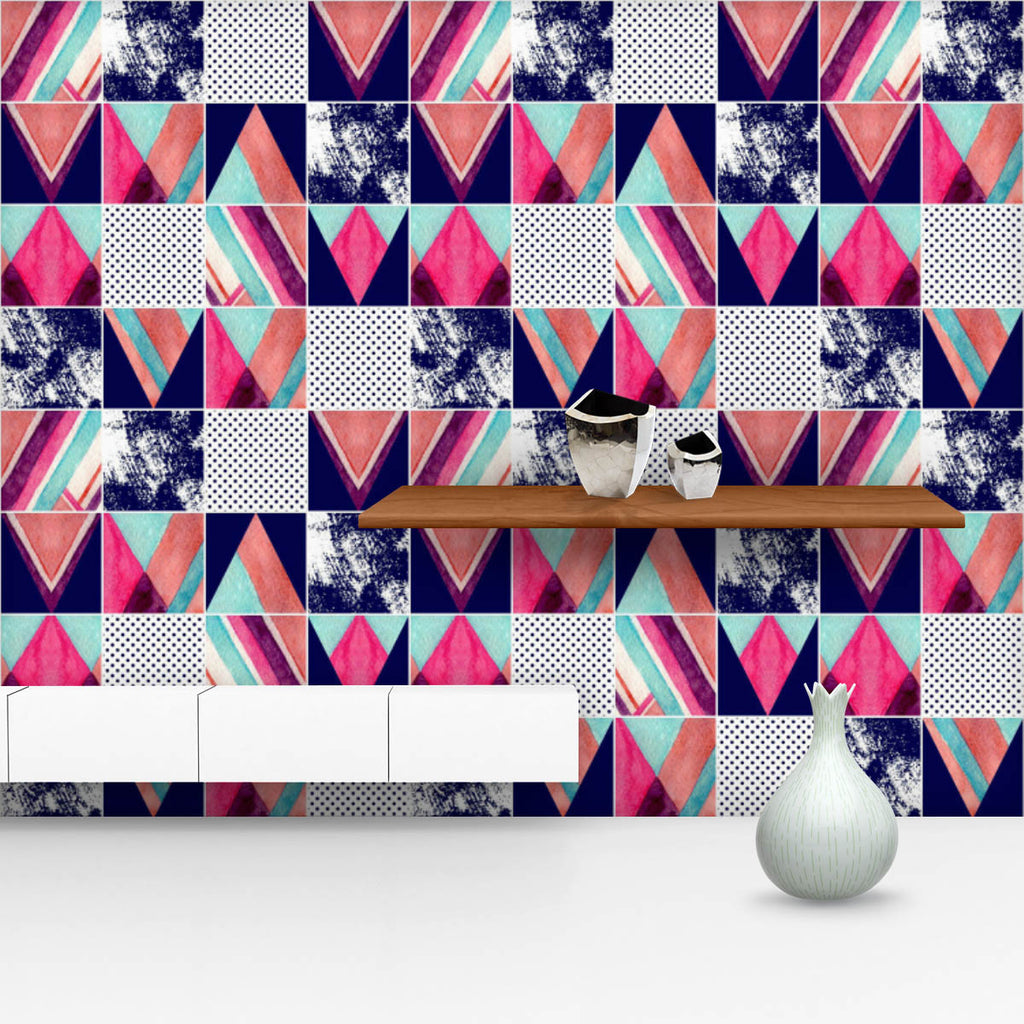Abstract Squares & Triangles D1 Wallpaper Roll - Wallpapers Peel & Stick - ArtzFolio.com