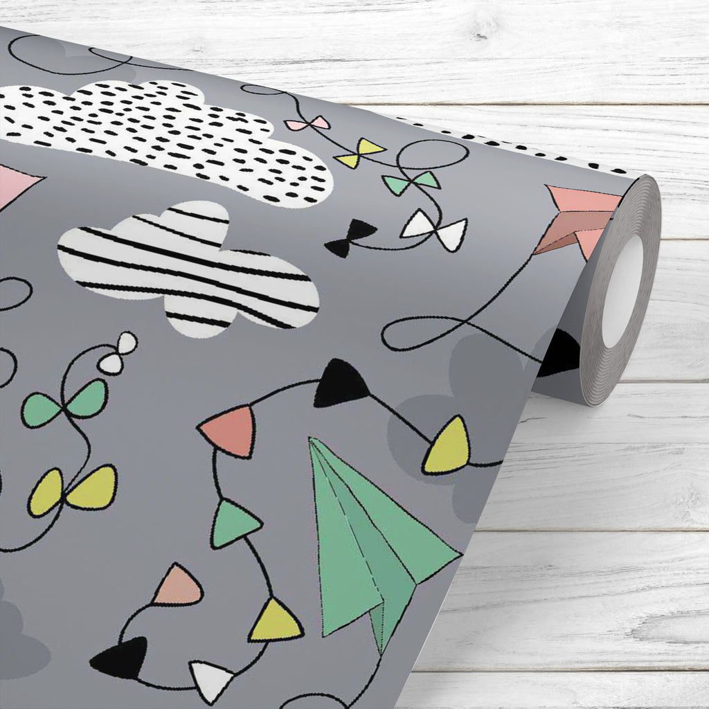 Airplanes and Clouds Wallpaper Roll - Wallpapers Peel & Stick - ArtzFolio.com