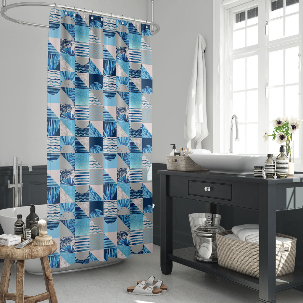Abstract Squares & Triangles D2 Washable Waterproof Shower Curtain - Shower Curtains - ArtzFolio.com