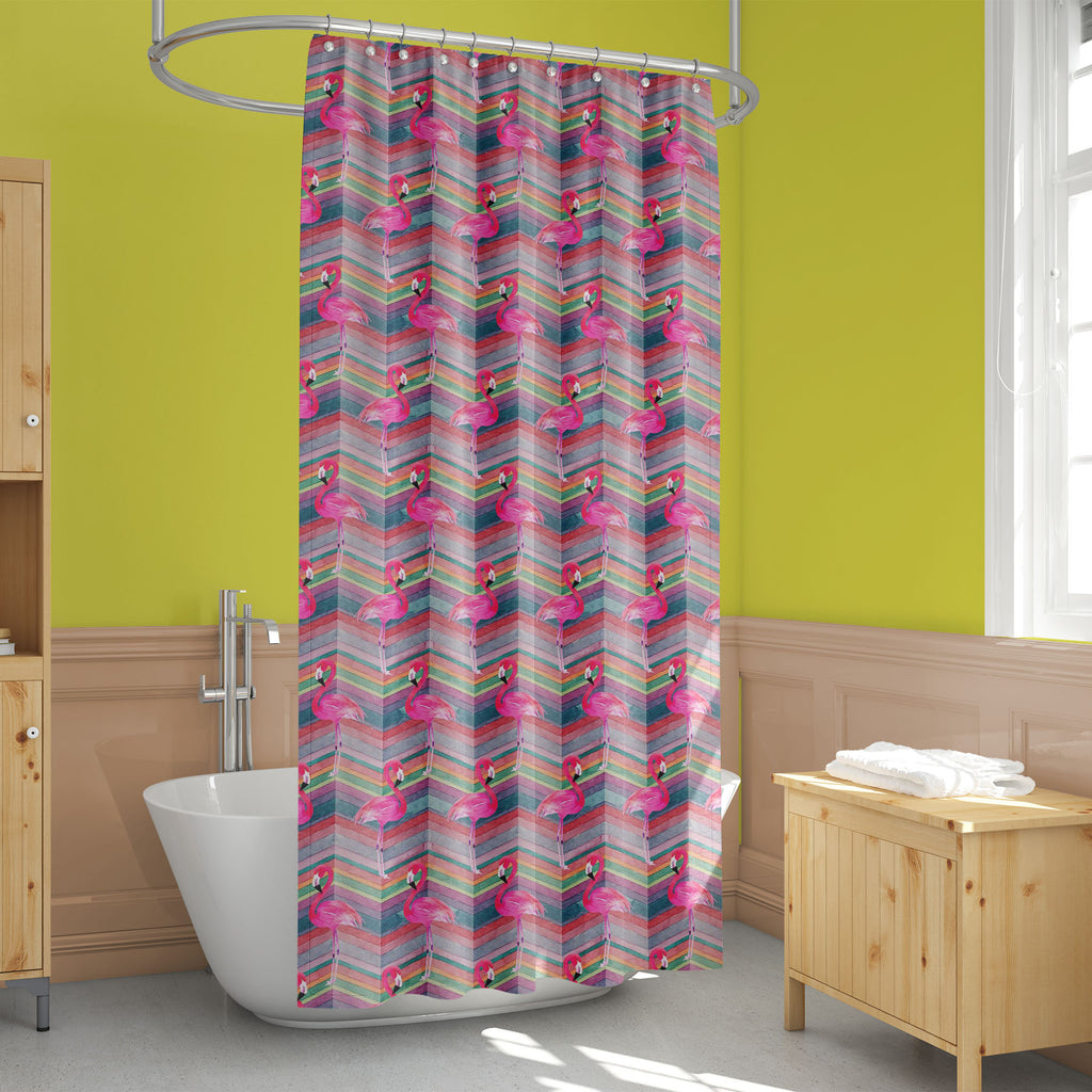 Watercolor Chevron Flamingo Washable Waterproof Shower Curtain-Shower Curtains-CUR_SH_EL-IC 5016086 IC 5016086, Abstract Expressionism, Abstracts, Animals, Art and Paintings, Birds, Chevron, Decorative, Digital, Digital Art, Geometric, Geometric Abstraction, Graphic, Patterns, Semi Abstract, Signs, Signs and Symbols, Sketches, Splatter, Watercolour, watercolor, flamingo, washable, waterproof, shower, curtain, seamless, pattern, abstract, animal, art, background, bird, brush, card, color, contrast, design, d