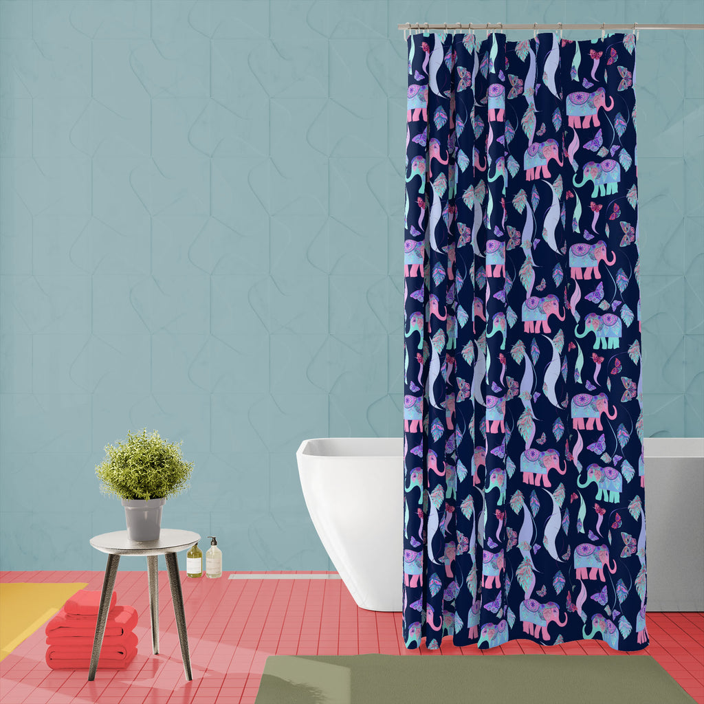 Abstract Elephant Feathers Washable Waterproof Shower Curtain - Shower Curtains - ArtzFolio.com