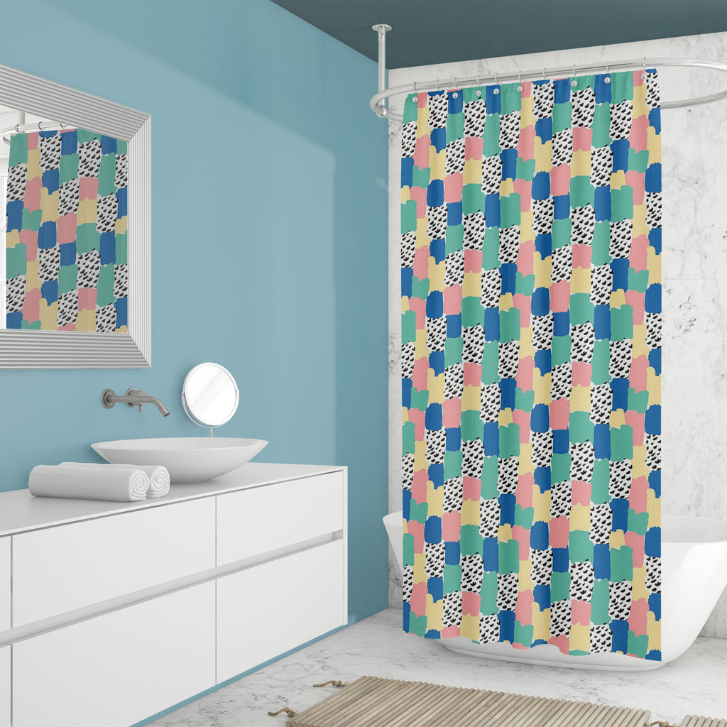 Colorful Abstract Shapes D2 Washable Waterproof Shower Curtain-Shower Curtains-CUR_SH_EL-IC 5016090 IC 5016090, Abstract Expressionism, Abstracts, Ancient, Art and Paintings, Black, Black and White, Books, Decorative, Digital, Digital Art, Fashion, Geometric, Geometric Abstraction, Graphic, Historical, Illustrations, Medieval, Modern Art, Patterns, Retro, Semi Abstract, Signs, Signs and Symbols, Vintage, White, colorful, abstract, shapes, d2, washable, waterproof, shower, curtain, pattern, background, seaml