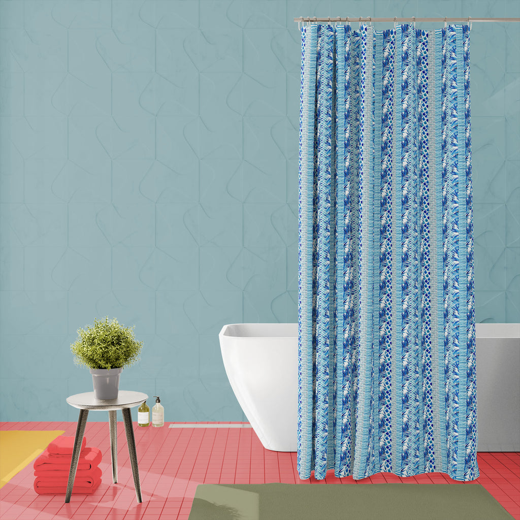 Abstract Watercolor Striped Waves Washable Waterproof Shower Curtain - Shower Curtains - ArtzFolio.com