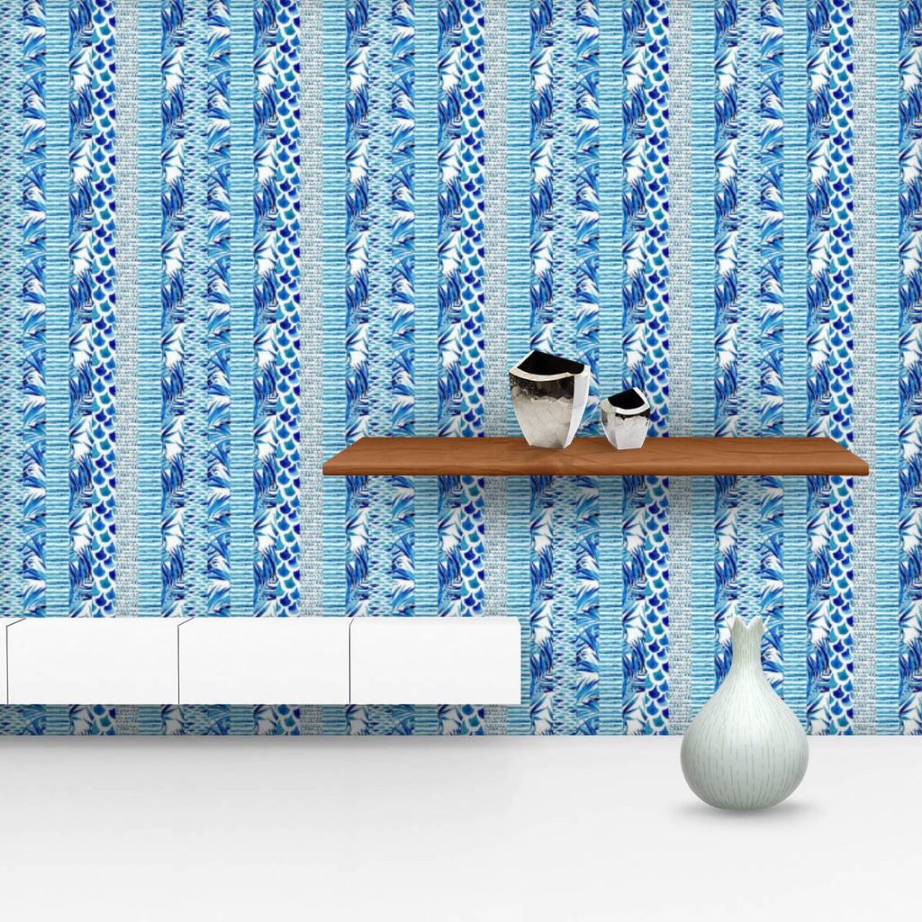 Abstract Watercolor Striped Waves Wallpaper Roll - Wallpapers Peel & Stick - ArtzFolio.com