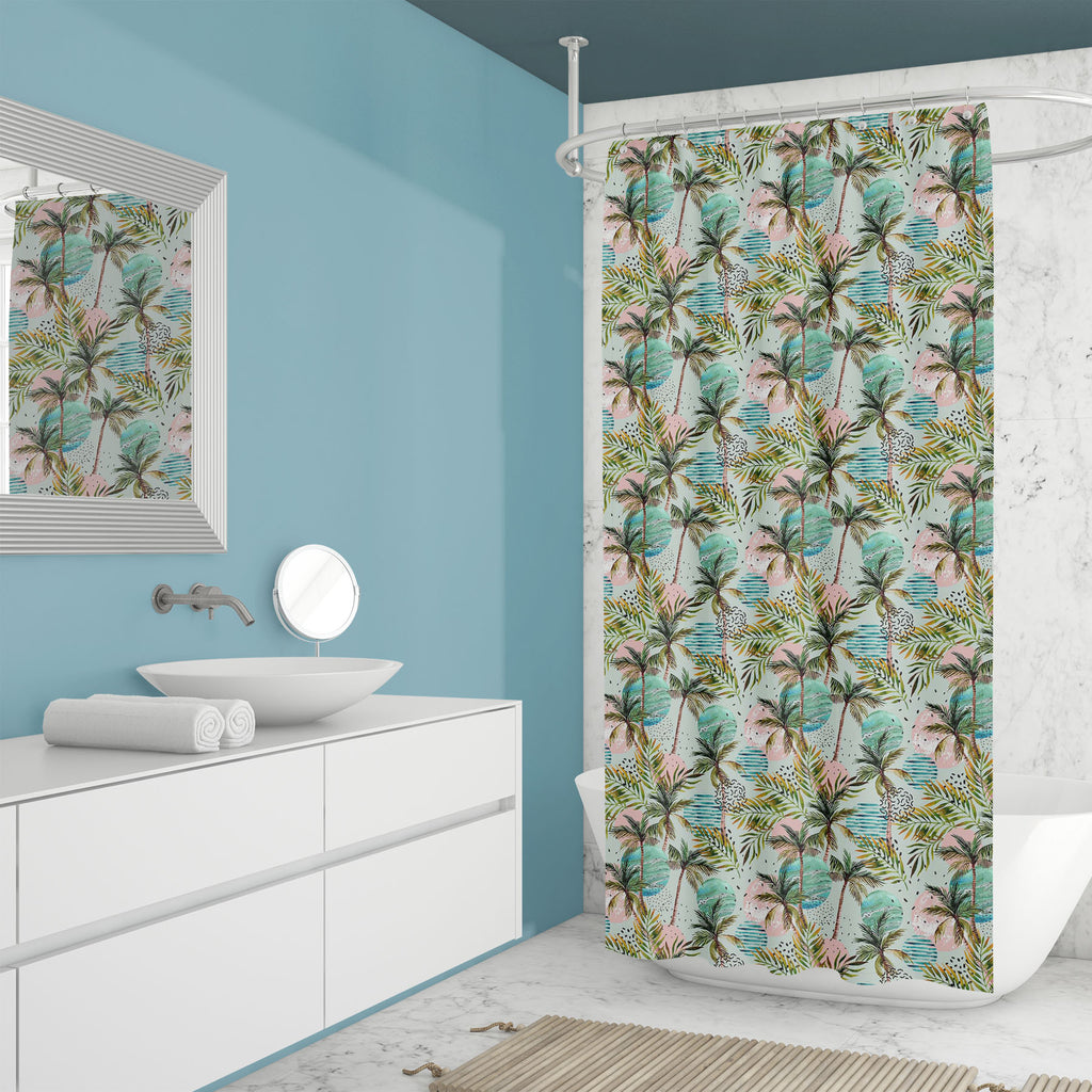 Abstract Tropical Palm Tree D2 Washable Waterproof Shower Curtain - Shower Curtains - ArtzFolio.com