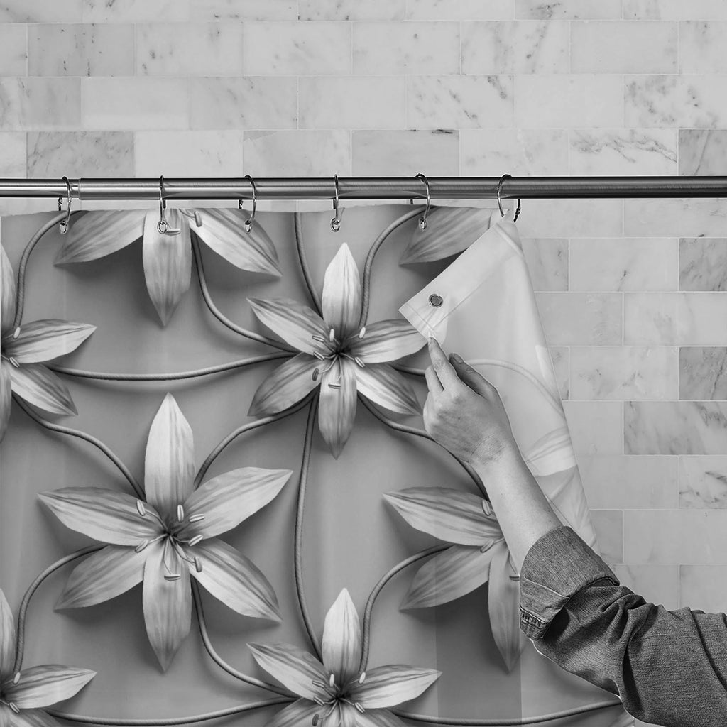 3D Lilies Flower Washable Waterproof Shower Curtain - Shower Curtains - ArtzFolio.com