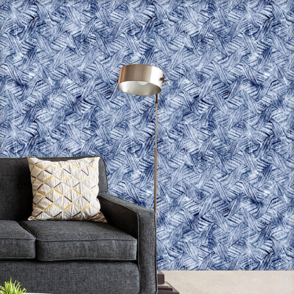 Abstract Indigo Dyed Stripes Wallpaper Roll - Wallpapers Peel & Stick - ArtzFolio.com