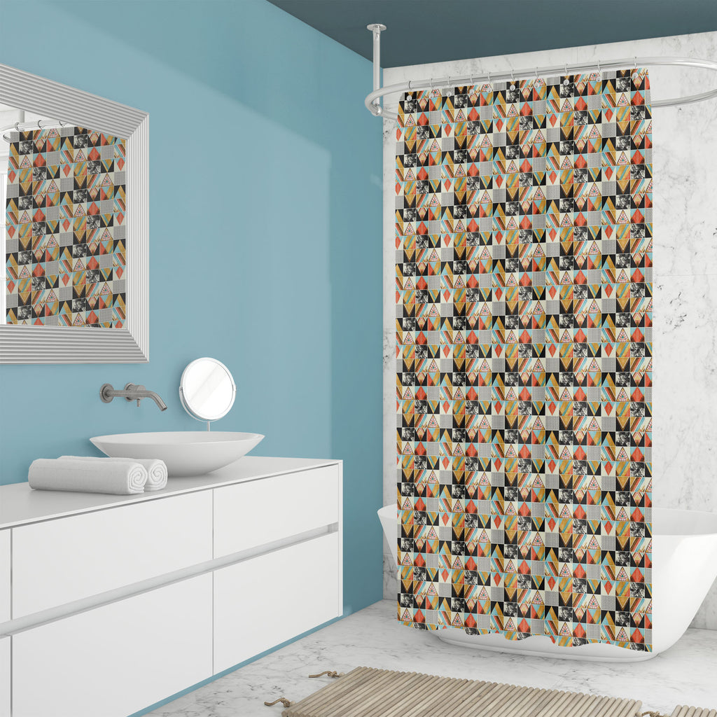 Abstract Squares & Triangles D4 Washable Waterproof Shower Curtain - Shower Curtains - ArtzFolio.com