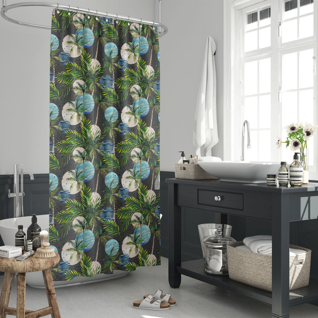 Abstract Tropical Palm Tree D3 Washable Waterproof Shower Curtain - Shower Curtains - ArtzFolio.com